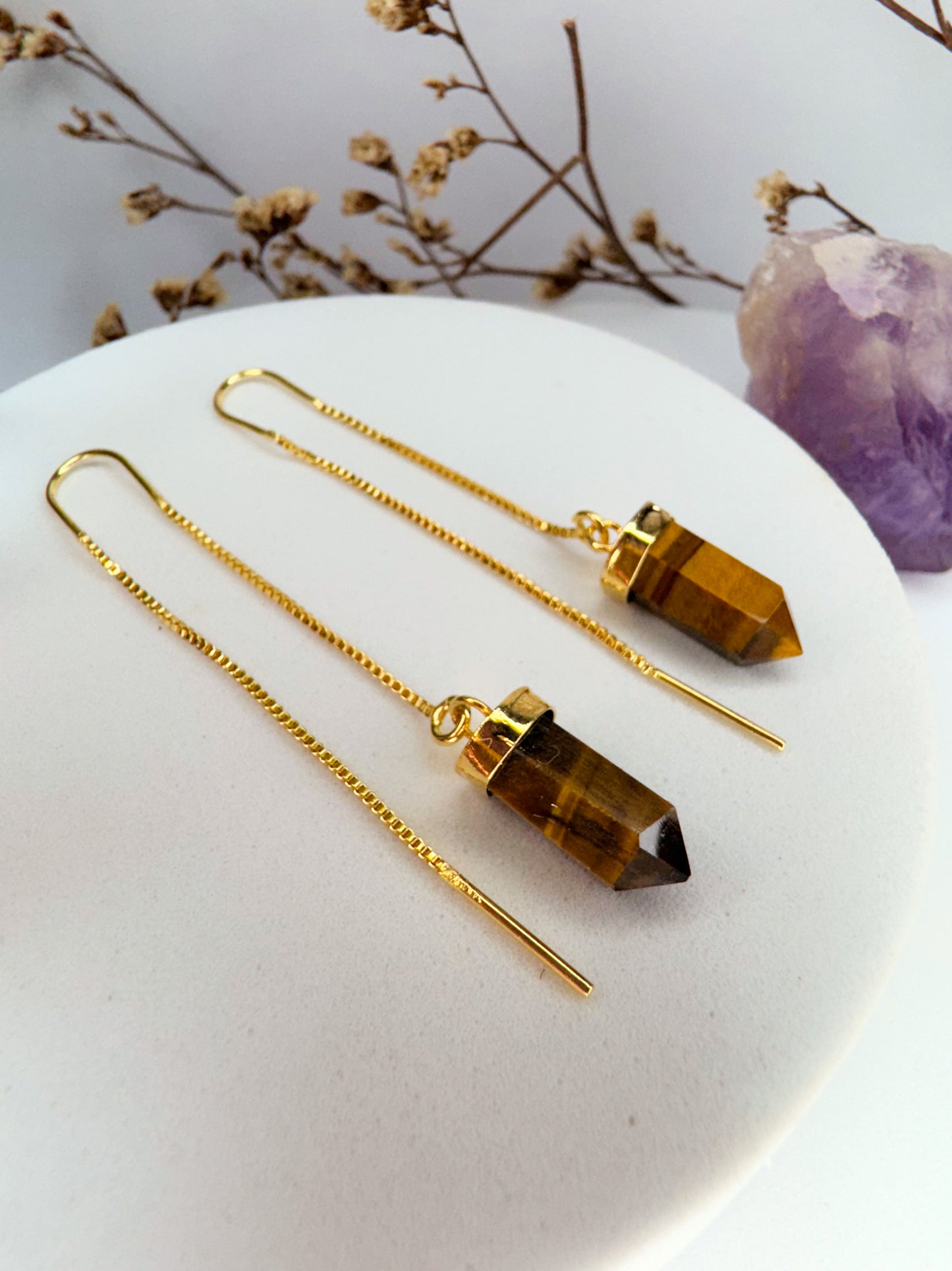 Brinco zen - Olho de Tigre lapidado