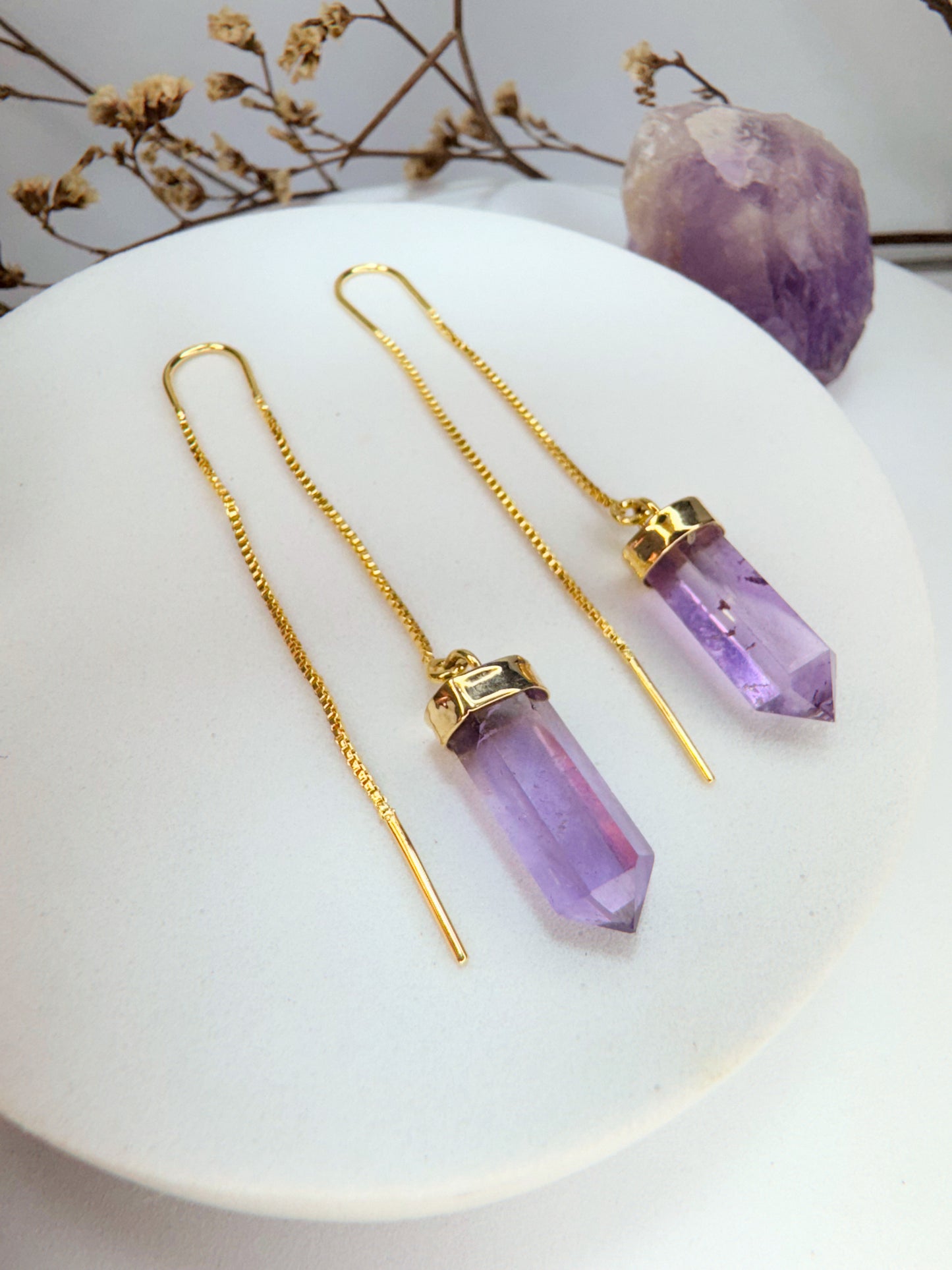 Brinco zen - Ametista lapidado