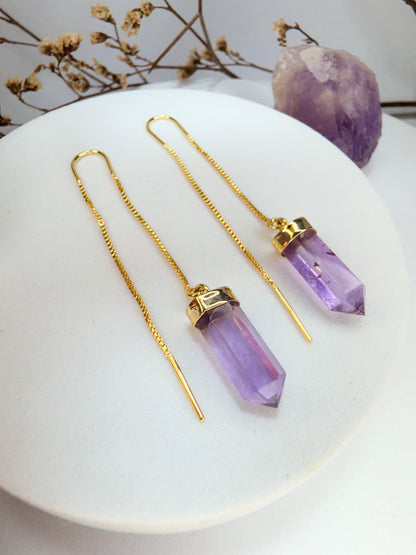 Brinco zen - Ametista lapidado