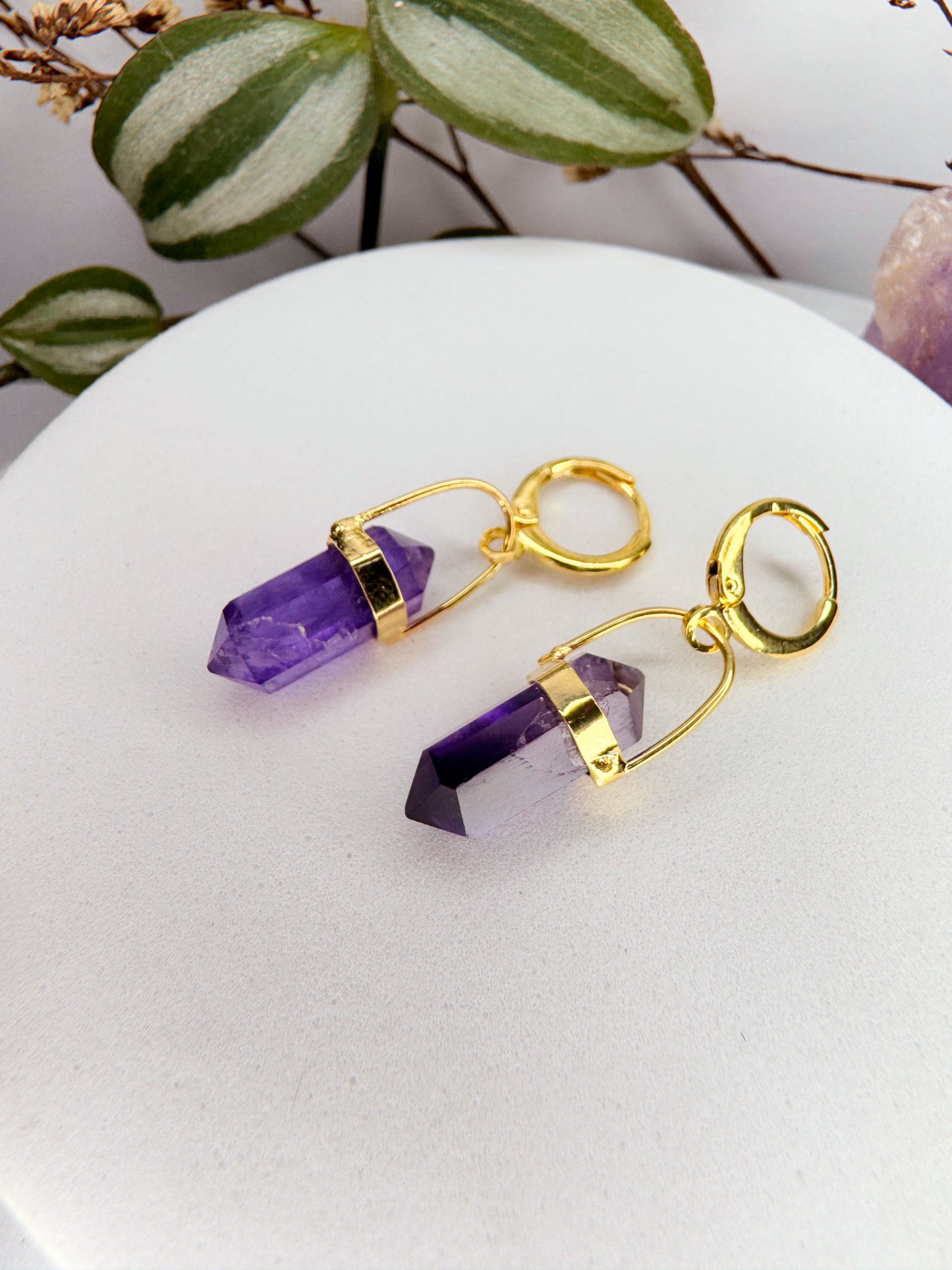 Brinco Júpiter - ametista lapidada