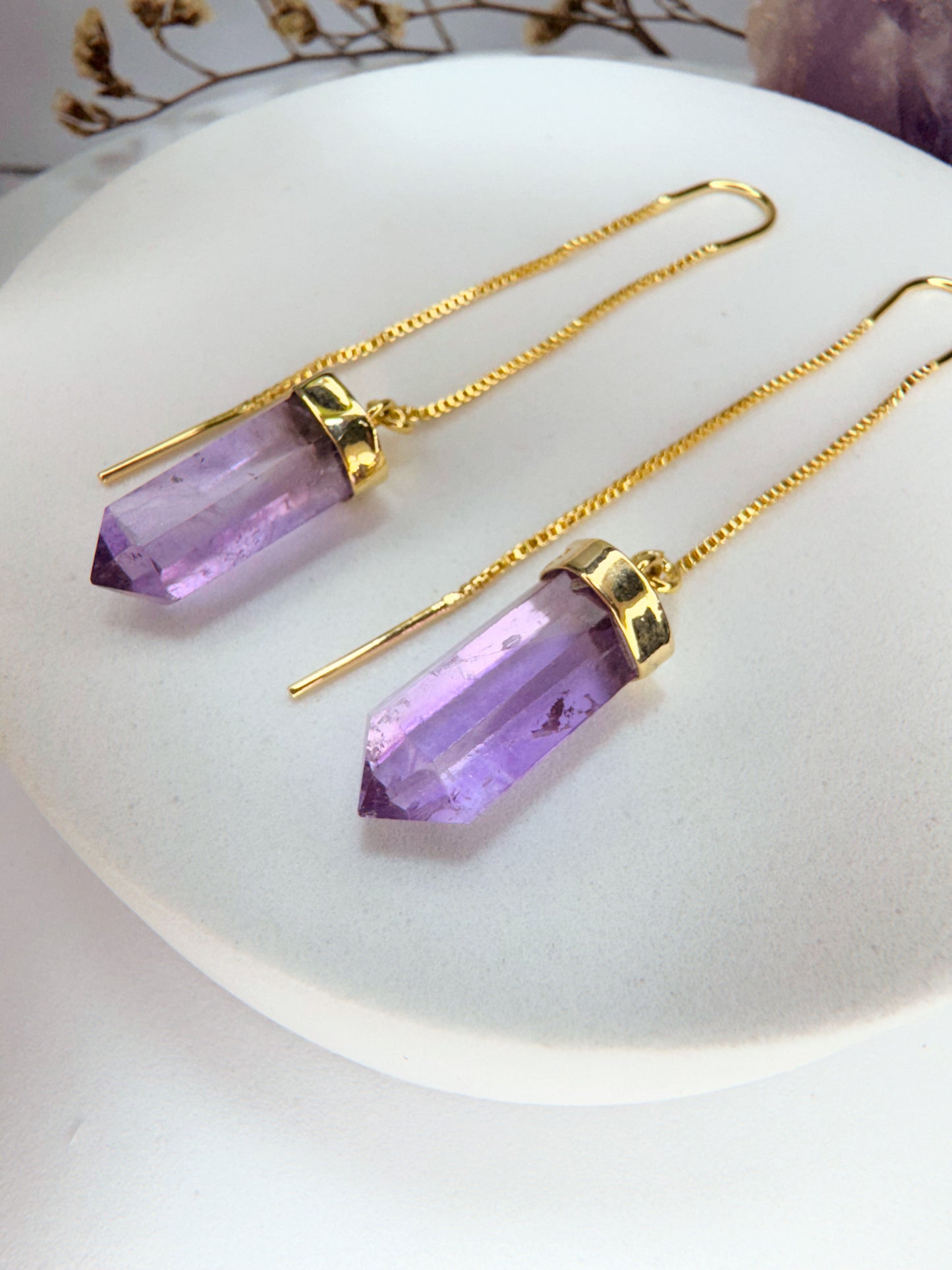 Brinco zen - Ametista lapidado