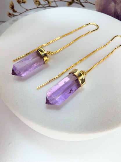 Brinco zen - Ametista lapidado