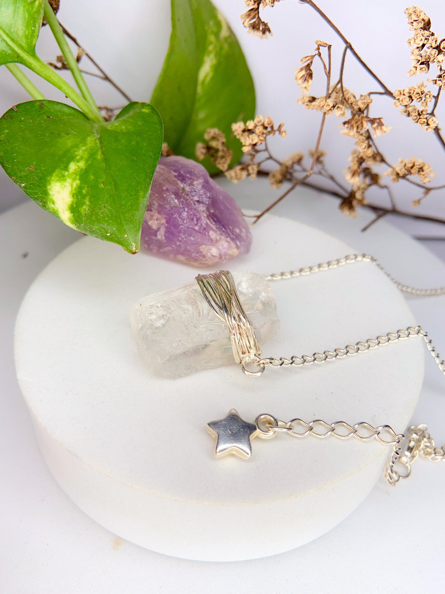 Colar atmosfera - quartzo de cristal bruto
