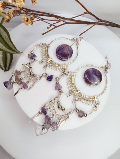 Brinco nostalgia - Ametista lapidada