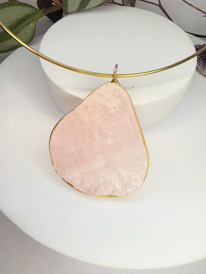 Choker lunação- Quartzo Rosa