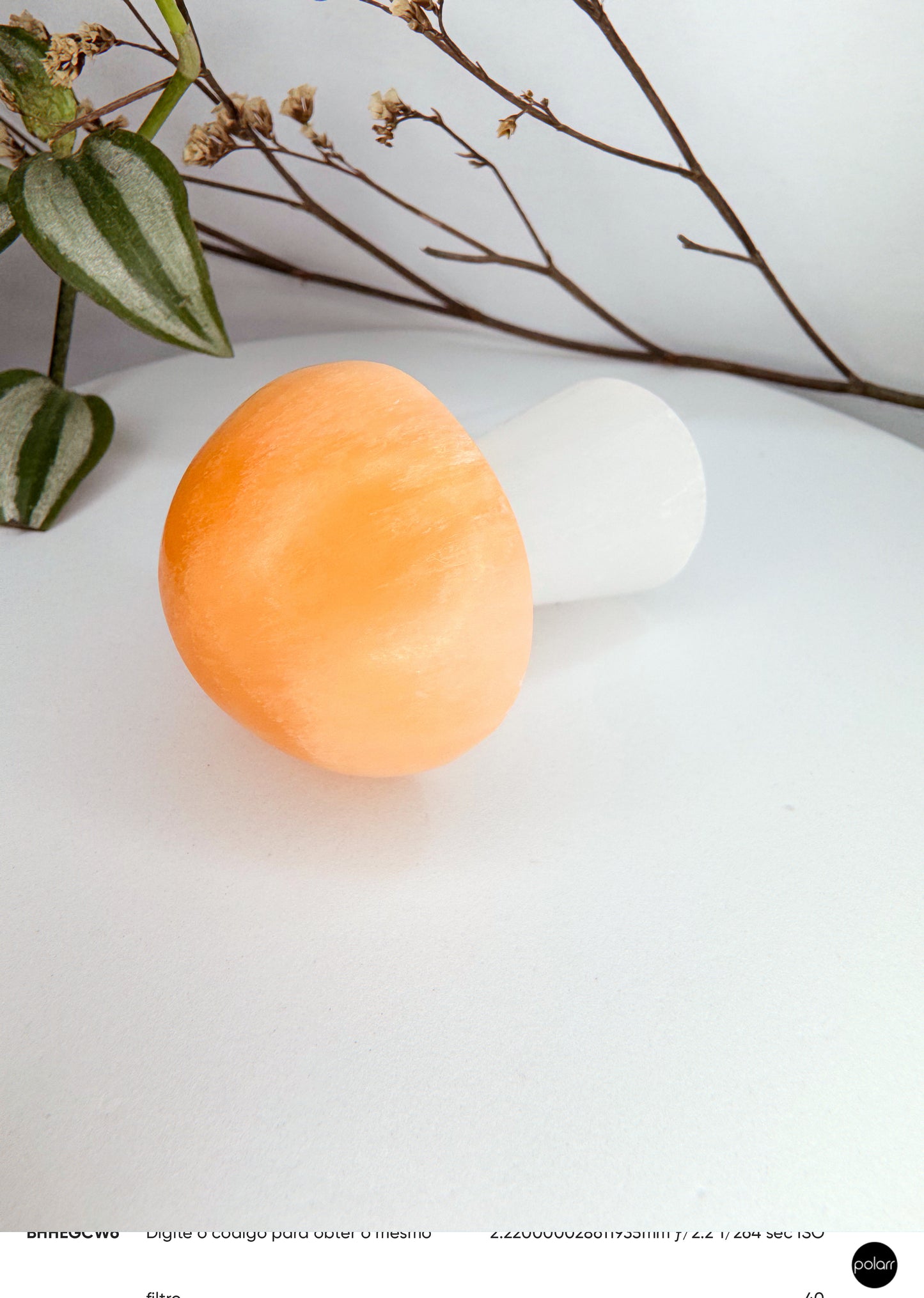 Cogumelo - Selenita branca + Selenita Laranja 6cm