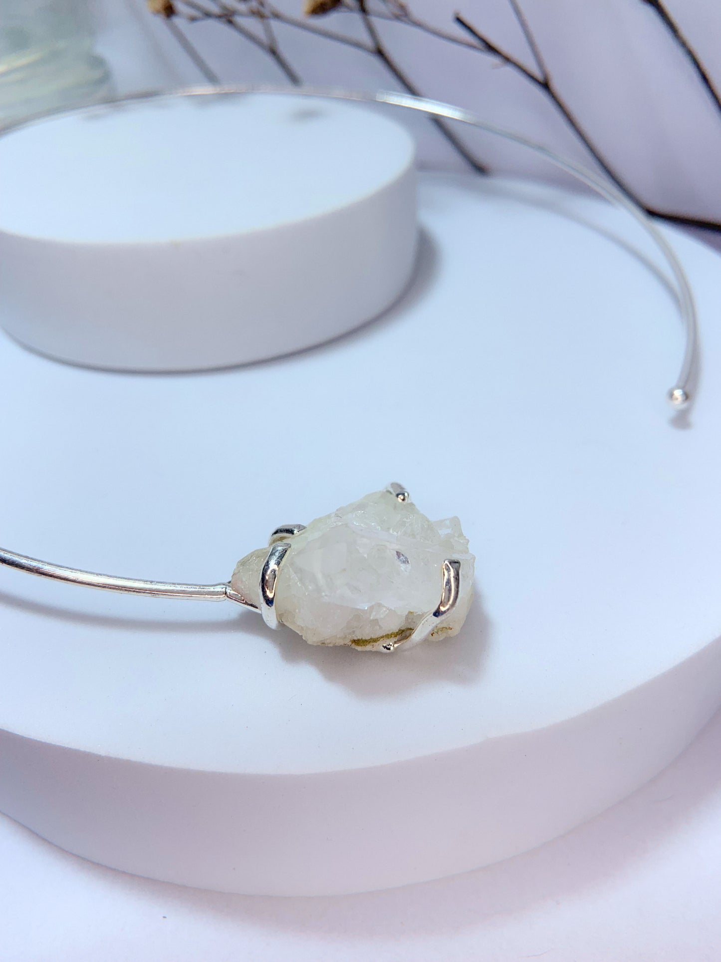 Choker nebulosa - quartzo de cristal
