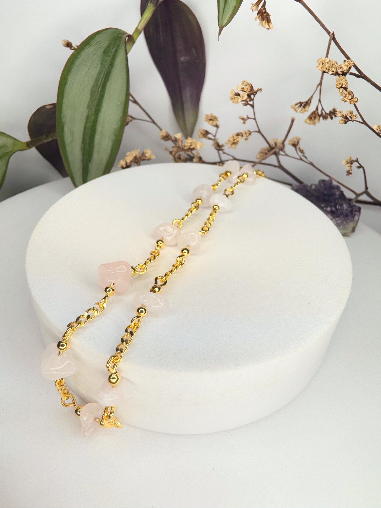 Choker Luar - Quartzo Rosa