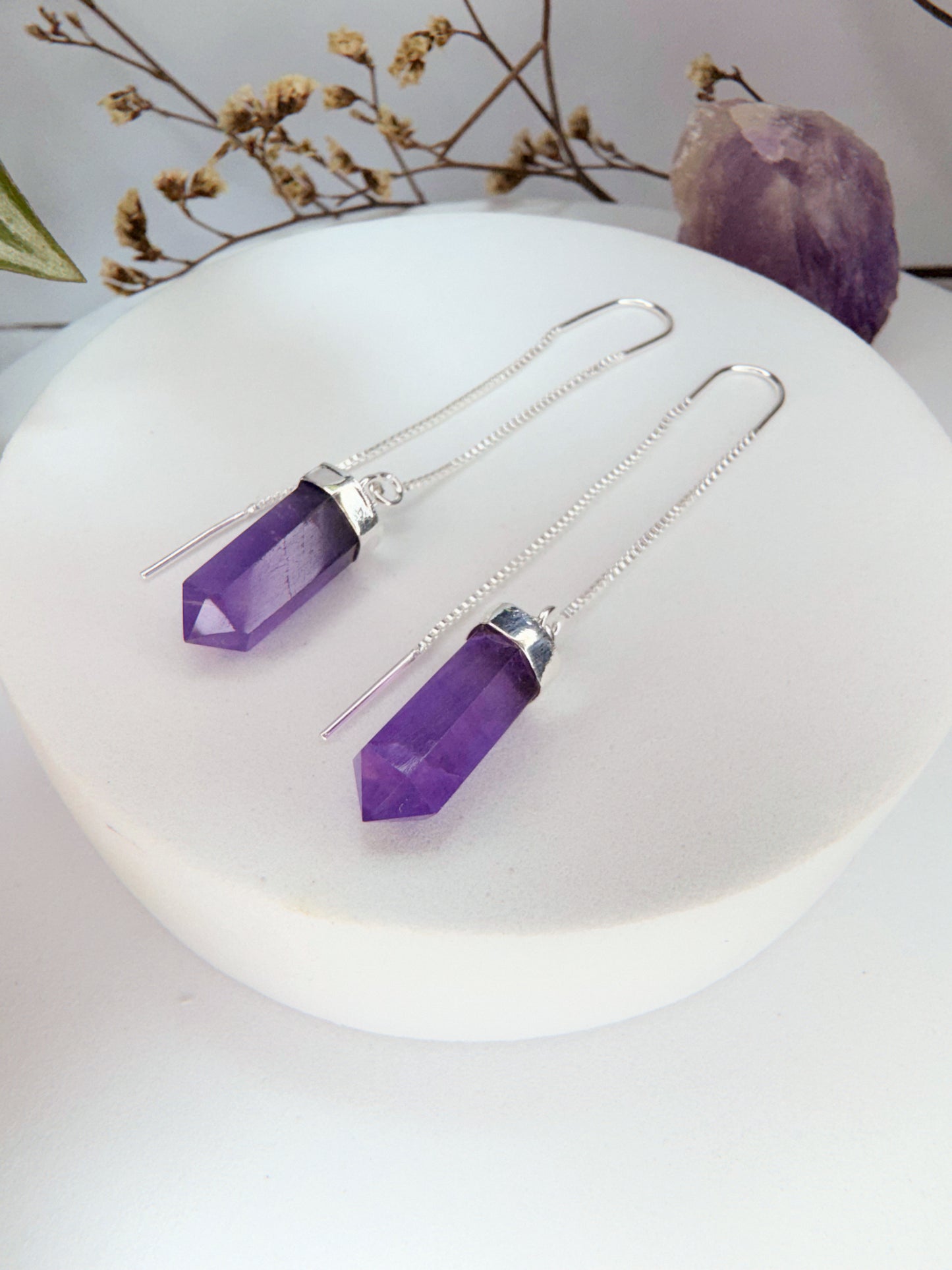 Brinco zen - Ametista lapidado