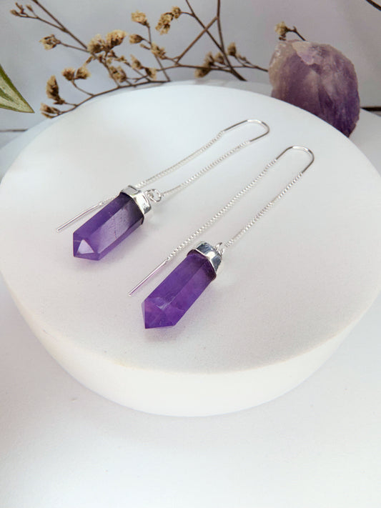 Brinco zen - Ametista lapidado