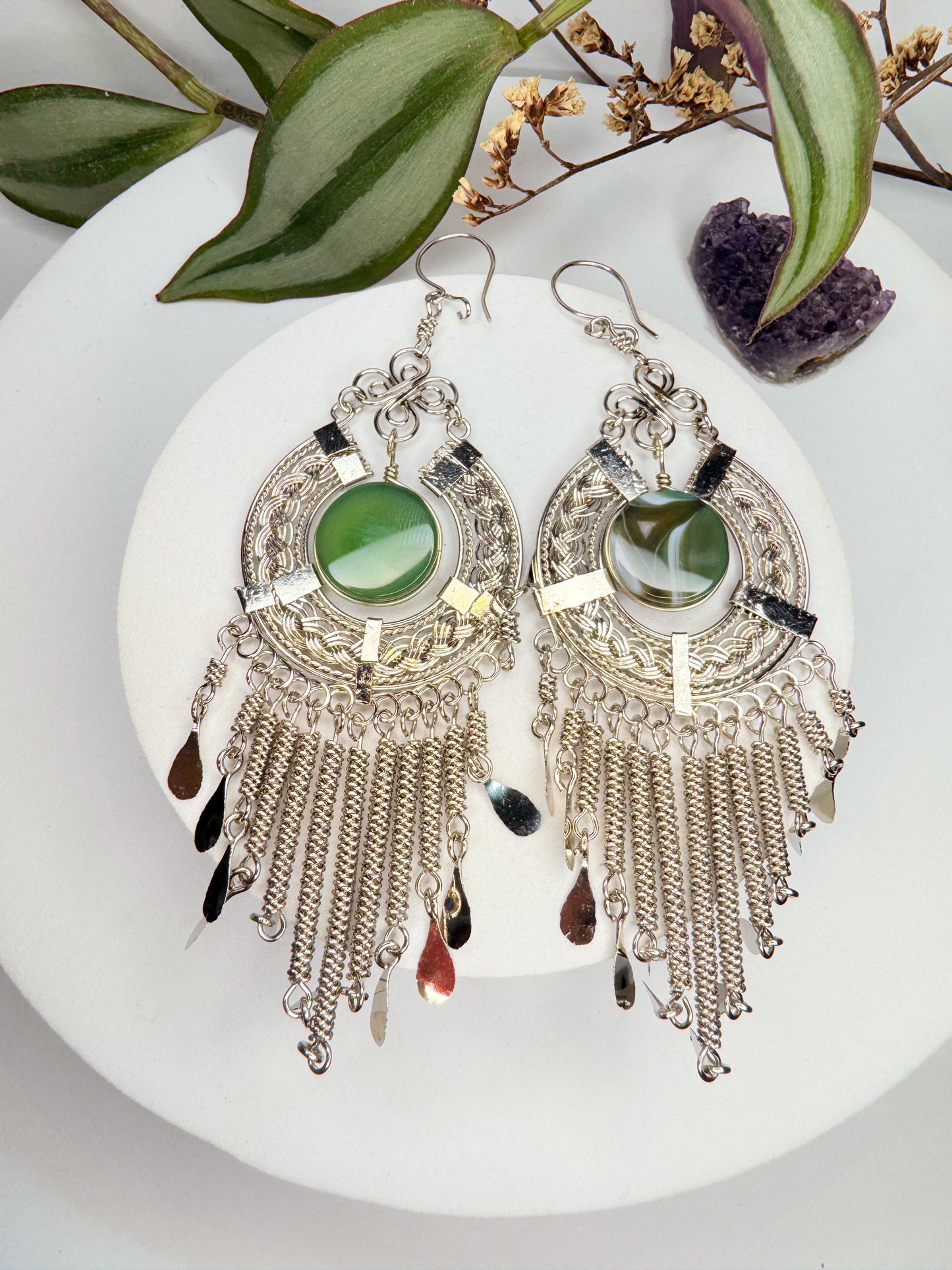 Brinco Nostalgia Aço - Quartzo verde