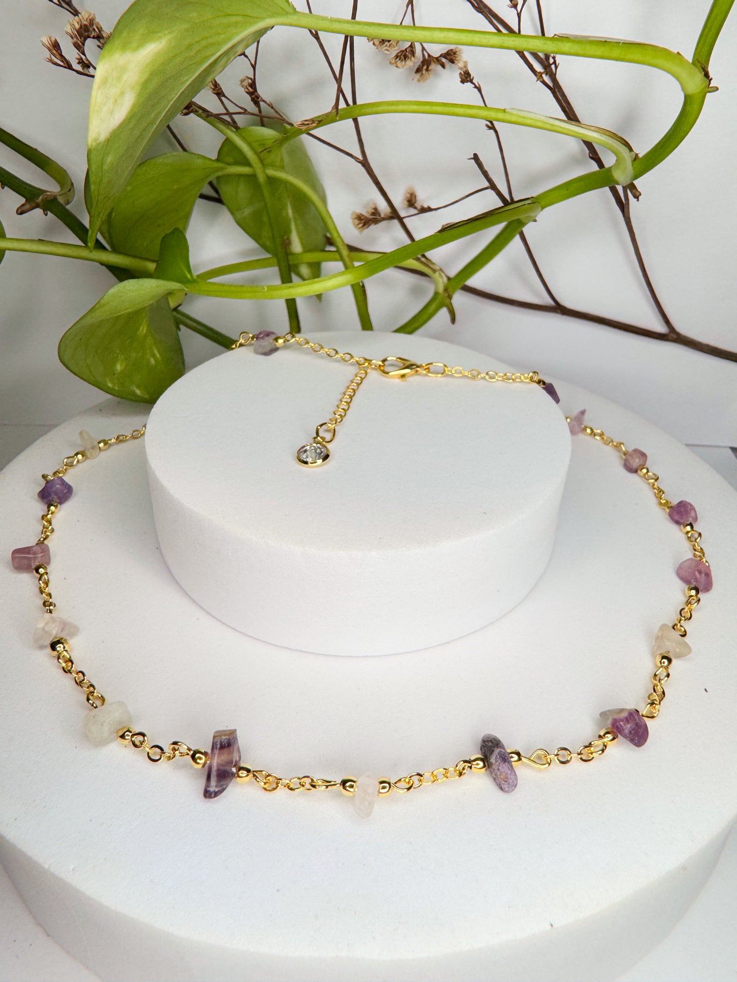 Choker Luar - Fluorita arco íris