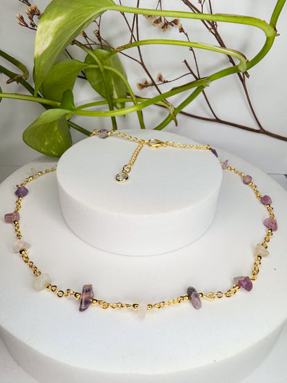 Choker Luar - Fluorita arco íris