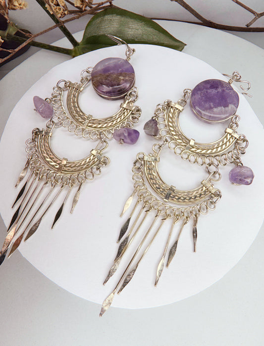 Brinco nostalgia - Ametista lapidada