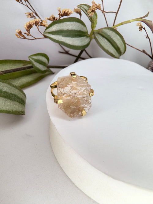 Anel Saturno - quartzo fume