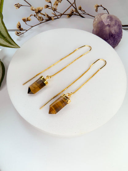 Brinco zen - Olho de Tigre lapidado