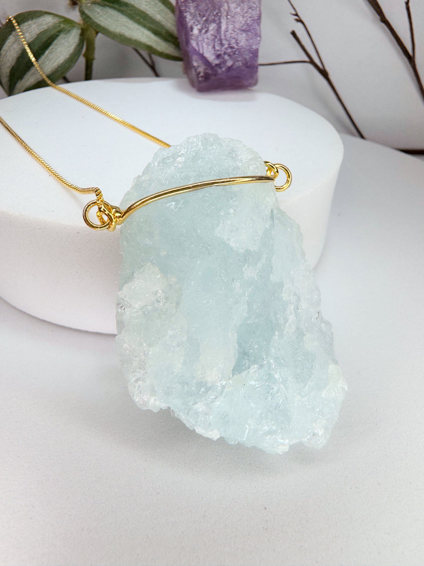 Colar atmosfera - Agua marinha