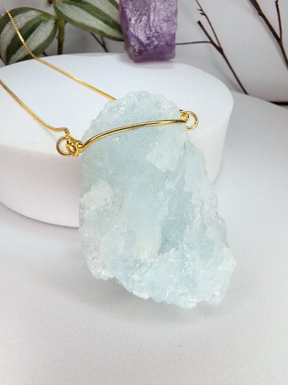 Colar atmosfera - Agua marinha