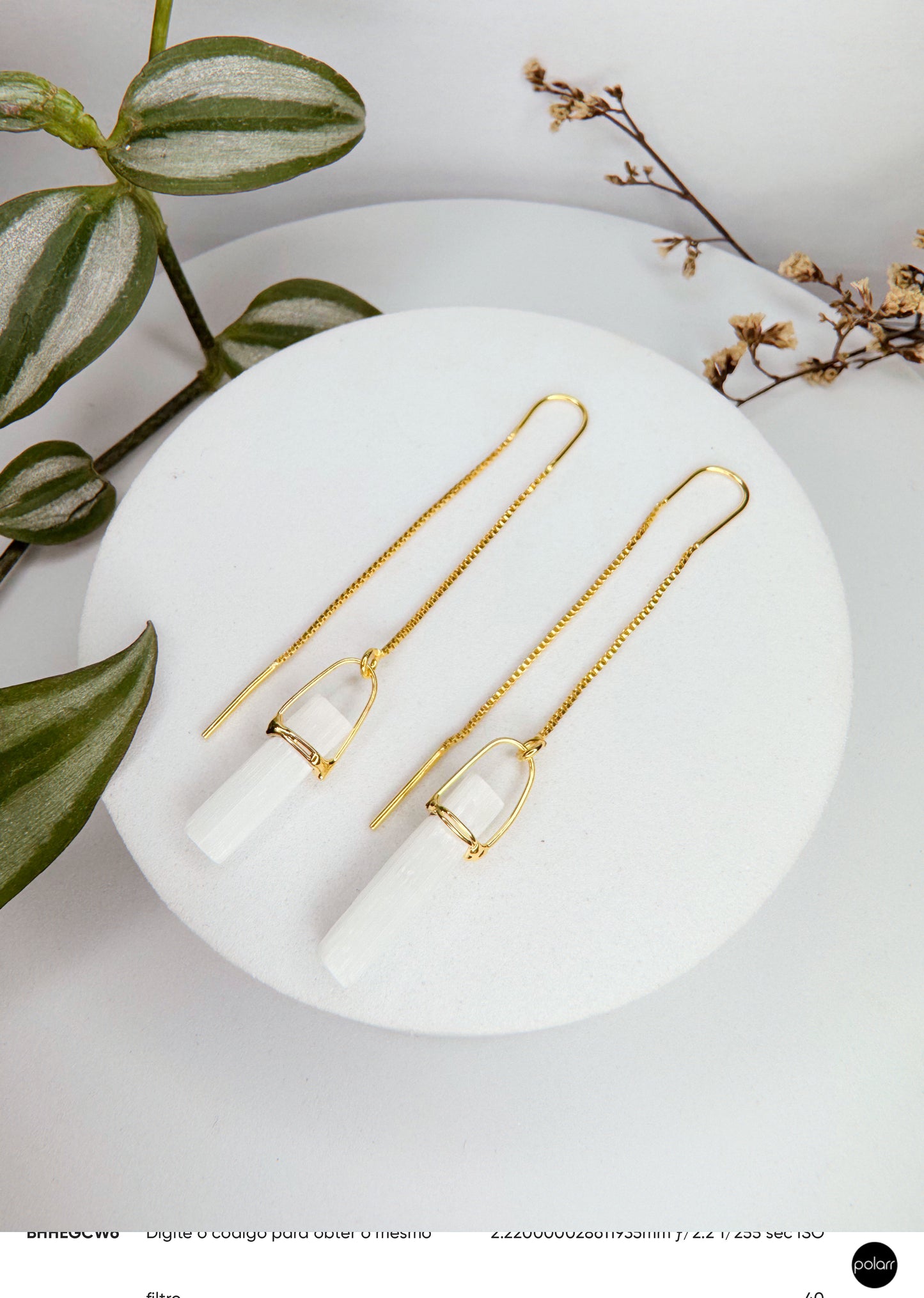 Brinco zen - selenita branca