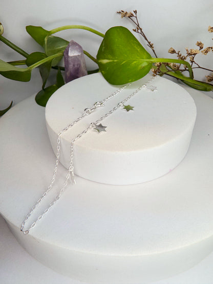 Choker estrelas 40cm - Prata 925