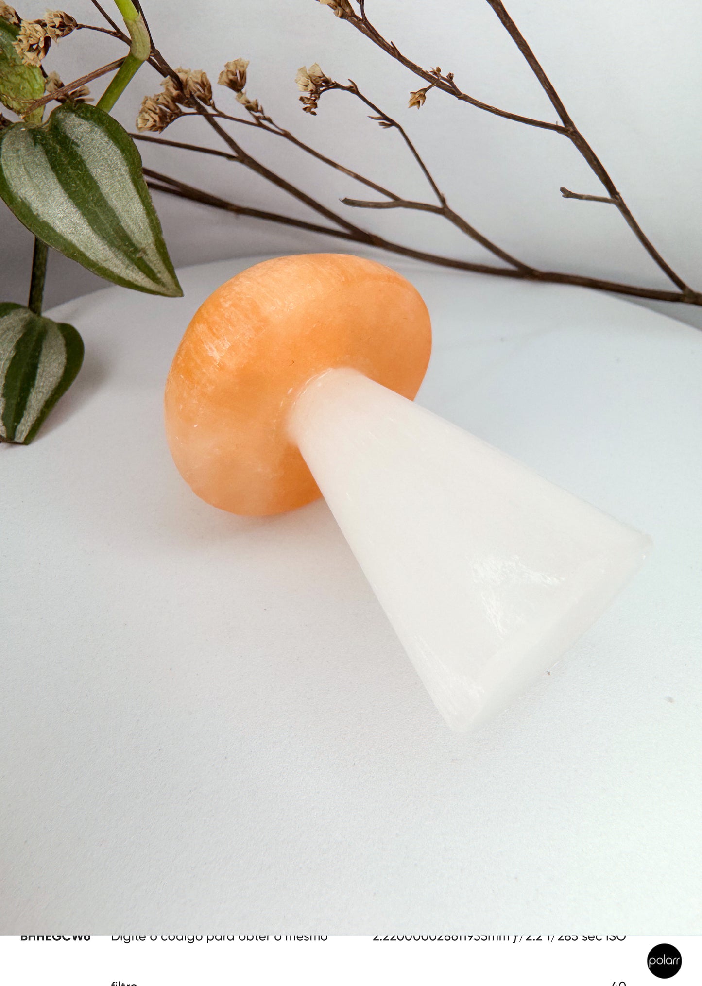 Cogumelo - Selenita branca + Selenita Laranja 6cm