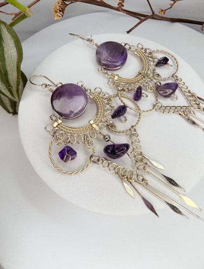 Brinco nostalgia - Ametista lapidada