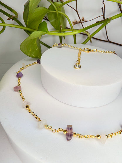 Choker Luar - Fluorita arco íris