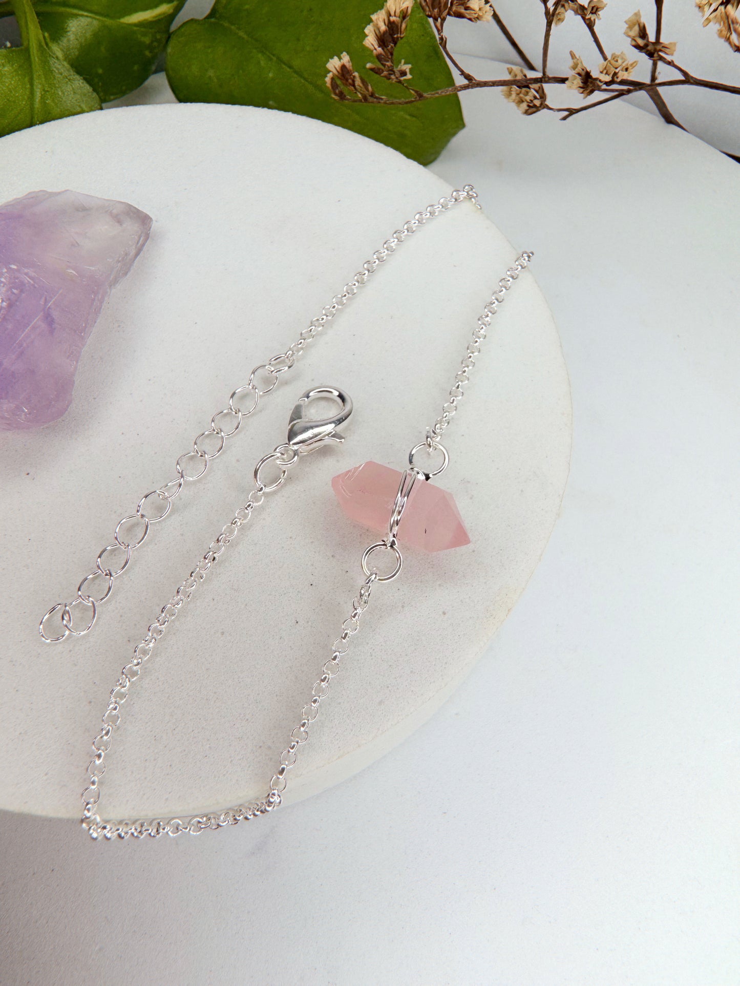 Tornozeleira luar - Quartzo rosa