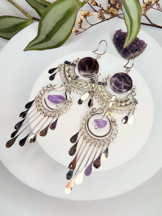 Brinco Nostalgia Aço - Ametista