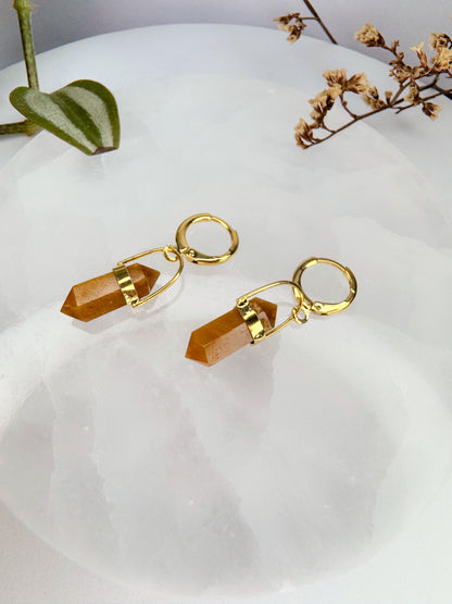 Brinco júpiter - olho de tigre lapidado