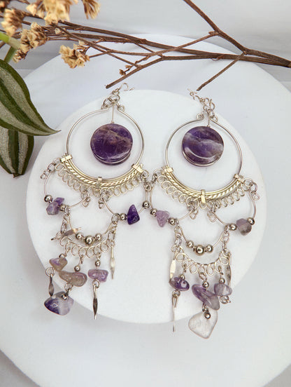 Brinco nostalgia - Ametista lapidada