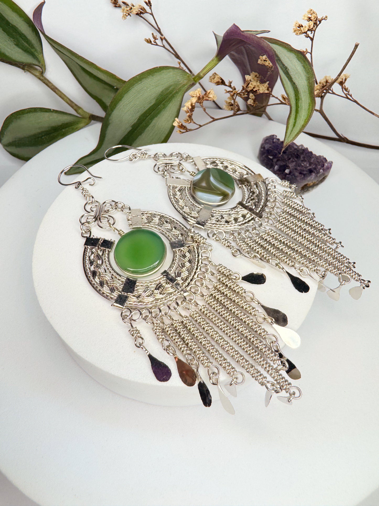 Brinco Nostalgia Aço - Quartzo verde