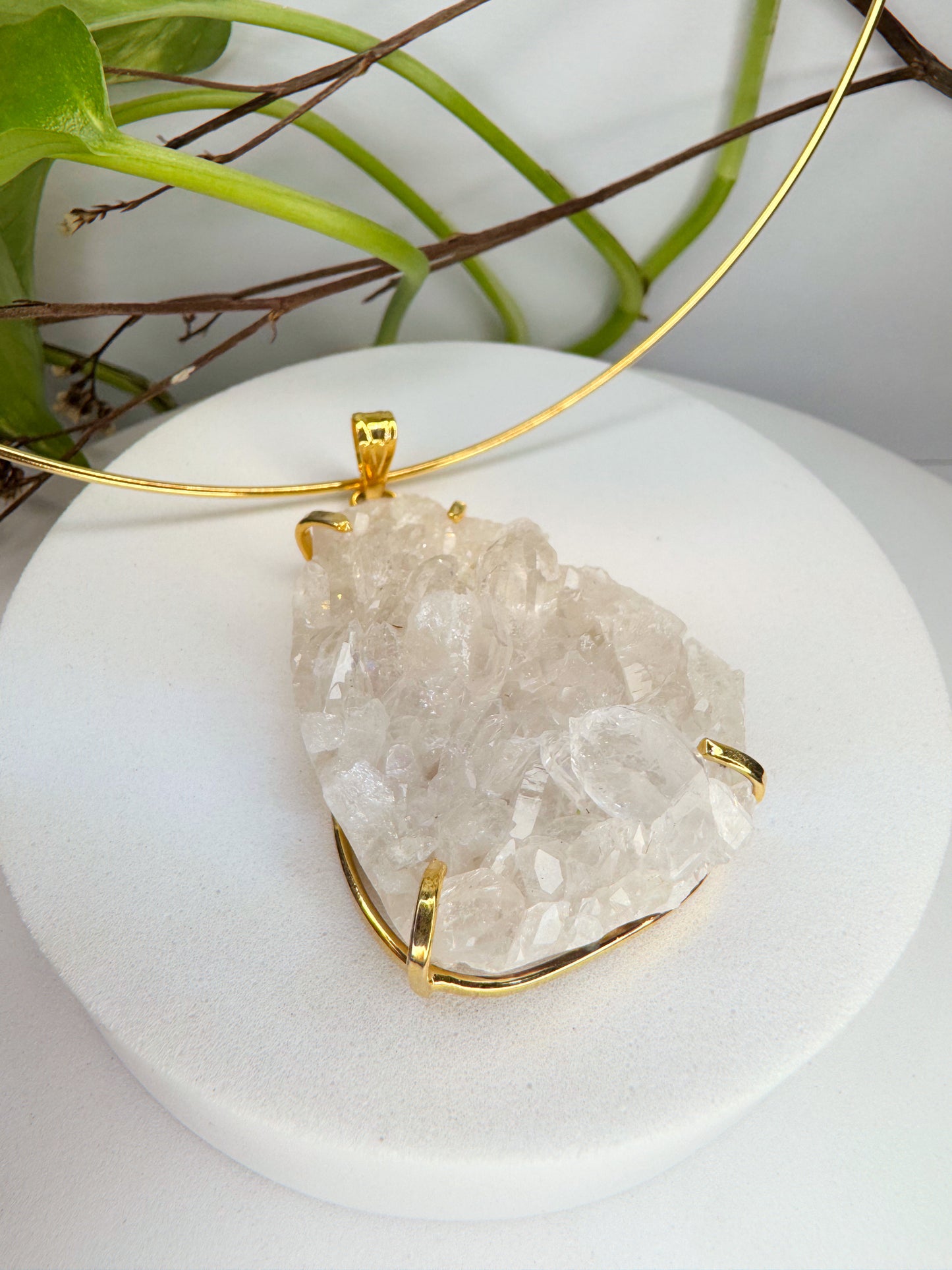 Choker Lunação - Drusa de Quartzo transparente