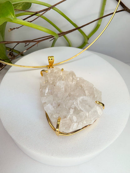 Choker Lunação - Drusa de Quartzo transparente
