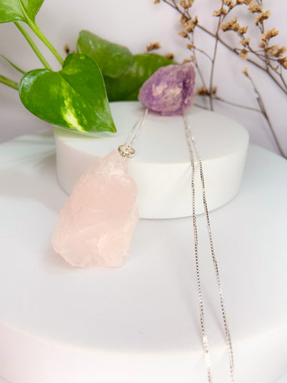 Colar bem-querer - Quartzo rosa 60cm