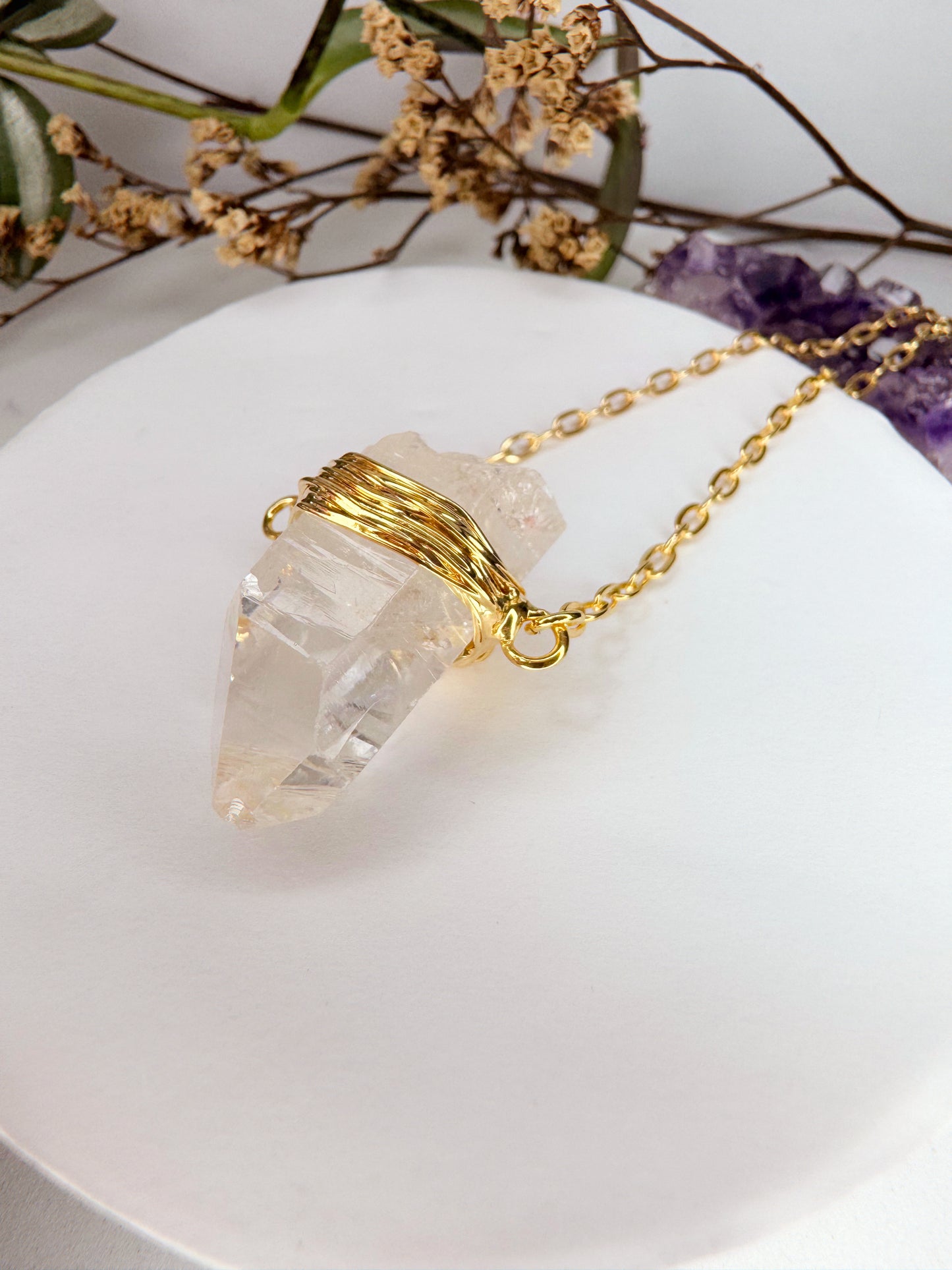Colar Cósmico - quartzo de cristal bruto