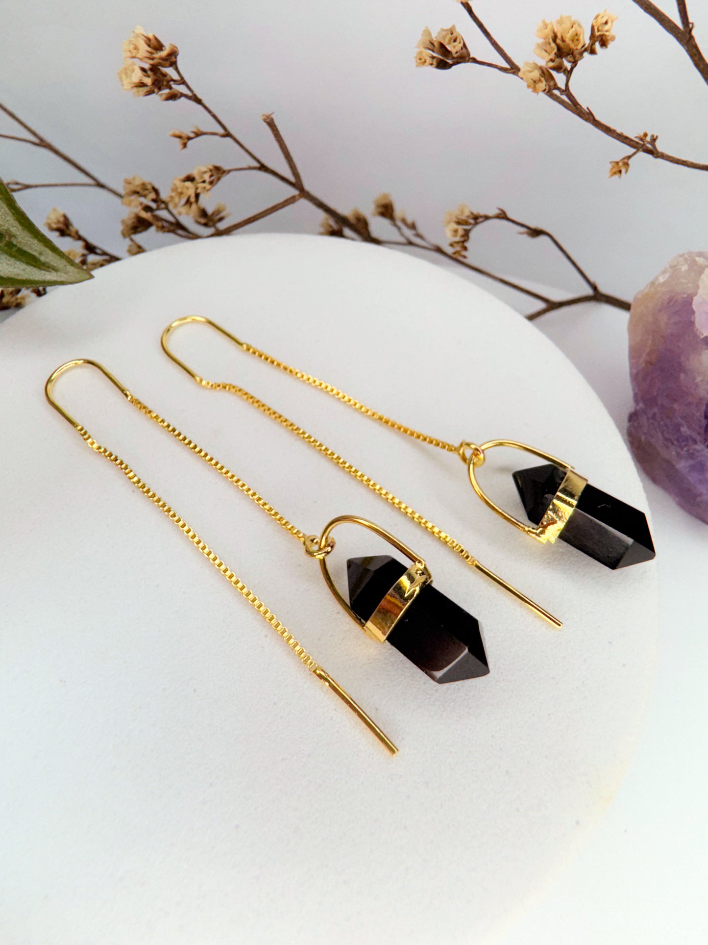 Brinco zen - Ônix lapidado