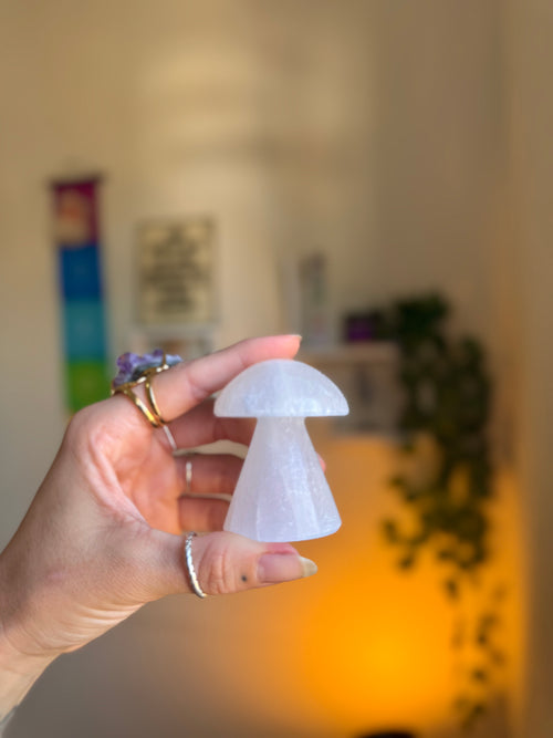 Cogumelo - Selenita branca 6cm