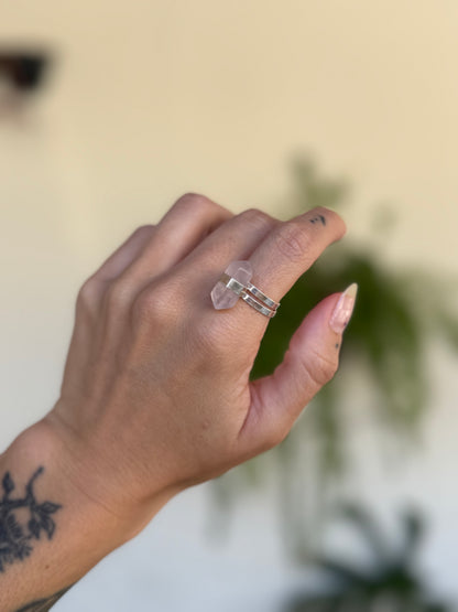 Anel mercúrio - Quartzo rosa