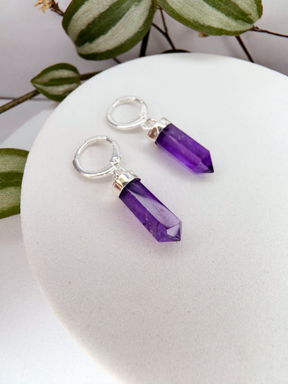 Brinco Júpiter - ametista lapidada