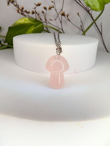 Colar cogumelo - Quartzo Rosa