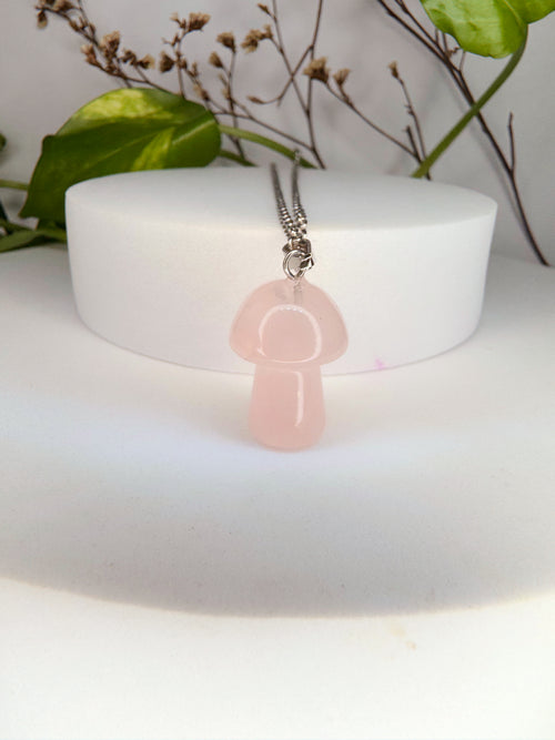 Colar cogumelo - Quartzo Rosa