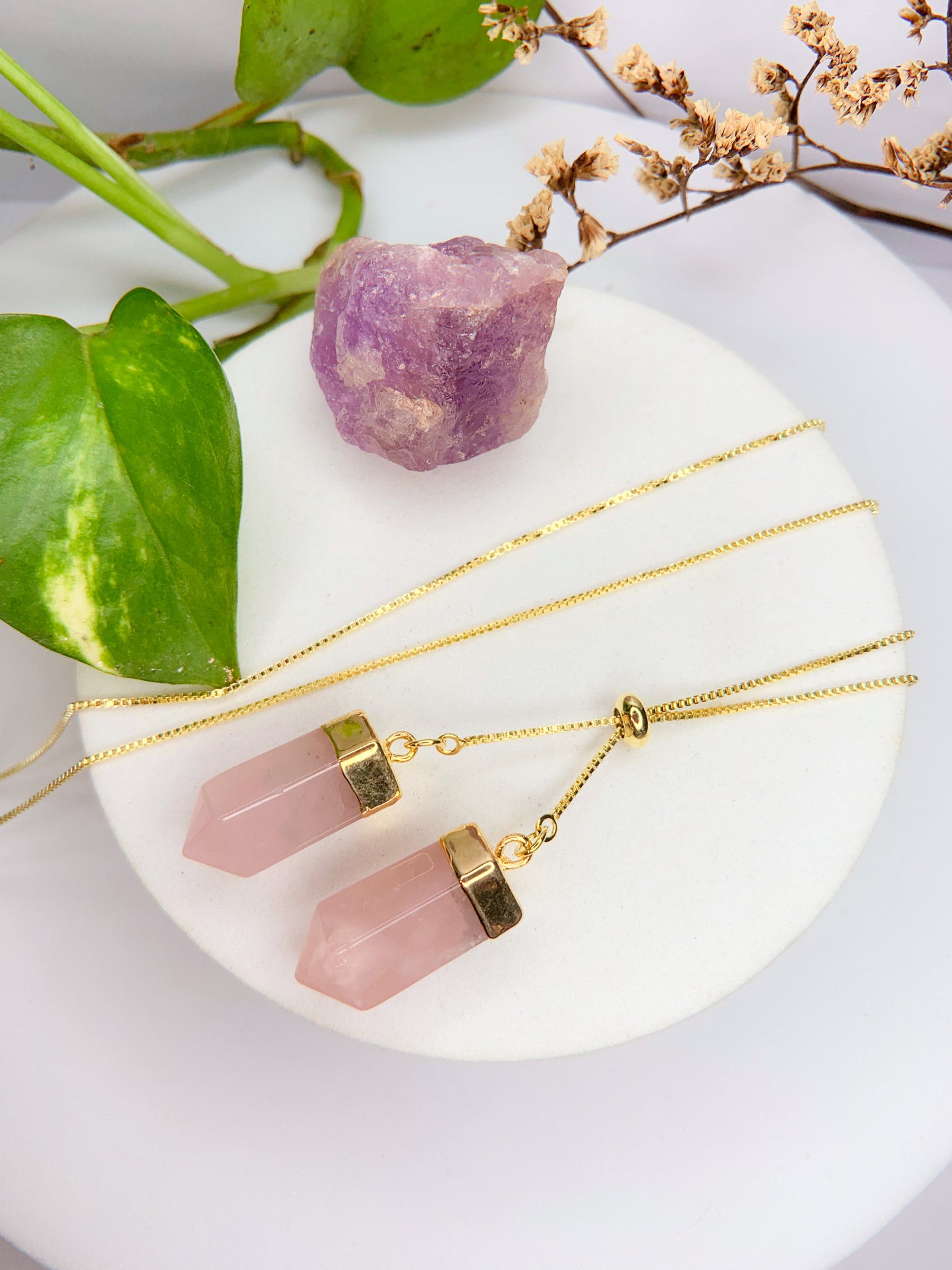 Colar cósmico - Quartzo rosa