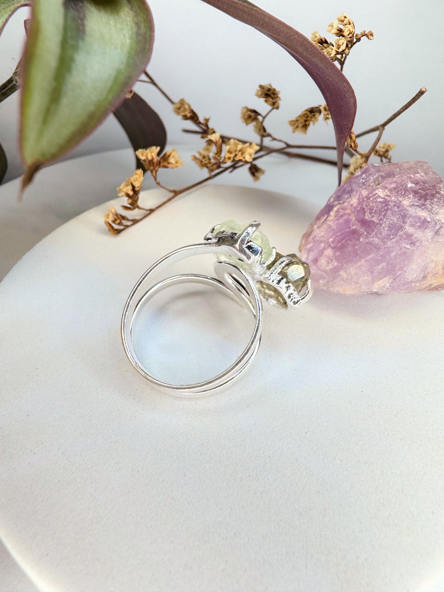 Anel Triplice - Agua marinha, Turmalina e Pirita