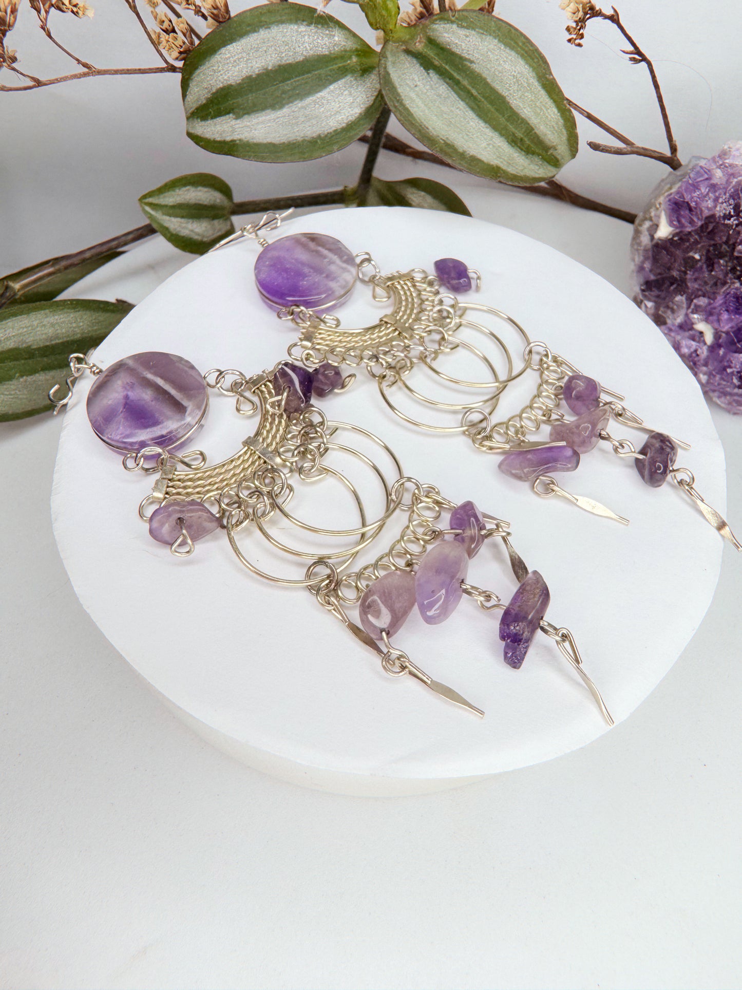 Brinco nostalgia - Ametista lapidada