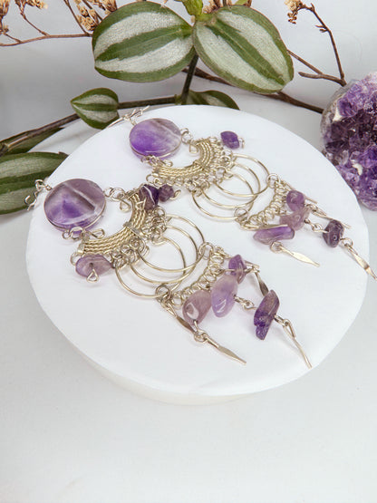 Brinco nostalgia - Ametista lapidada