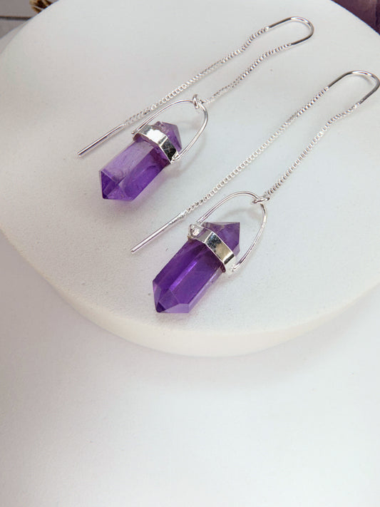 Brinco zen - Ametista lapidado