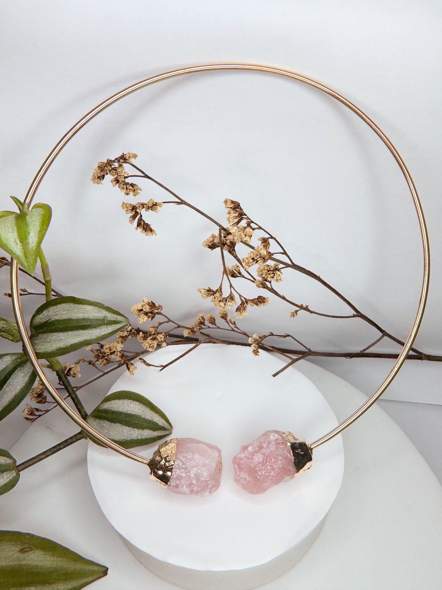 Choker Nebulosa - Quartzo rosa