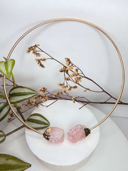 Choker Nebulosa - Quartzo rosa