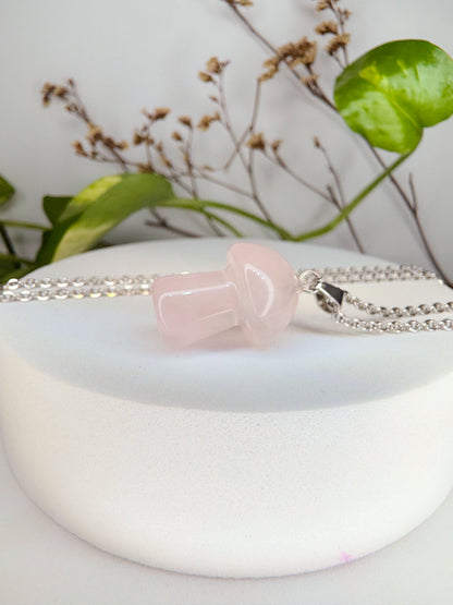 Colar cogumelo - Quartzo Rosa
